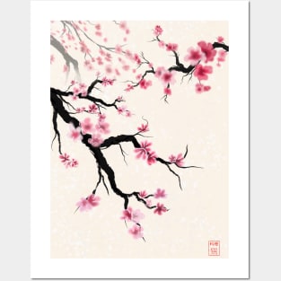 Pretty sumi-e cherry blossoms / sakura Posters and Art